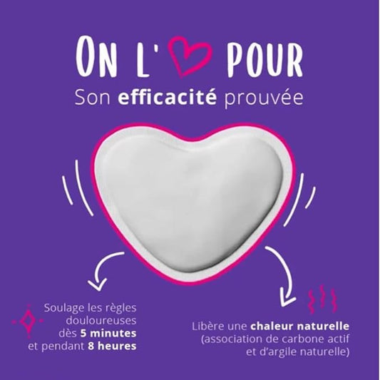 Patch chauffant Gynopatch pour règles douloureuses avec diffusion de chaleur, discret et pratique à utiliser au quotidien.