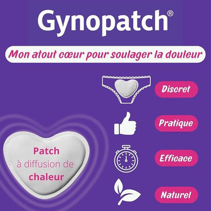 Patch chauffant Gynopatch à diffusion de chaleur naturelle pour soulager les douleurs menstruelles jusqu'à 8 heures.