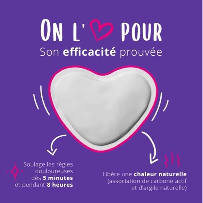 Patch chauffant Gynopatch pour règles douloureuses avec diffusion de chaleur, discret et pratique à utiliser au quotidien.